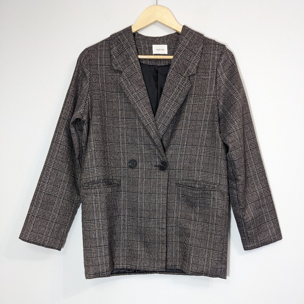 Too-Too Plaid Double Breasted Blazer, Like new